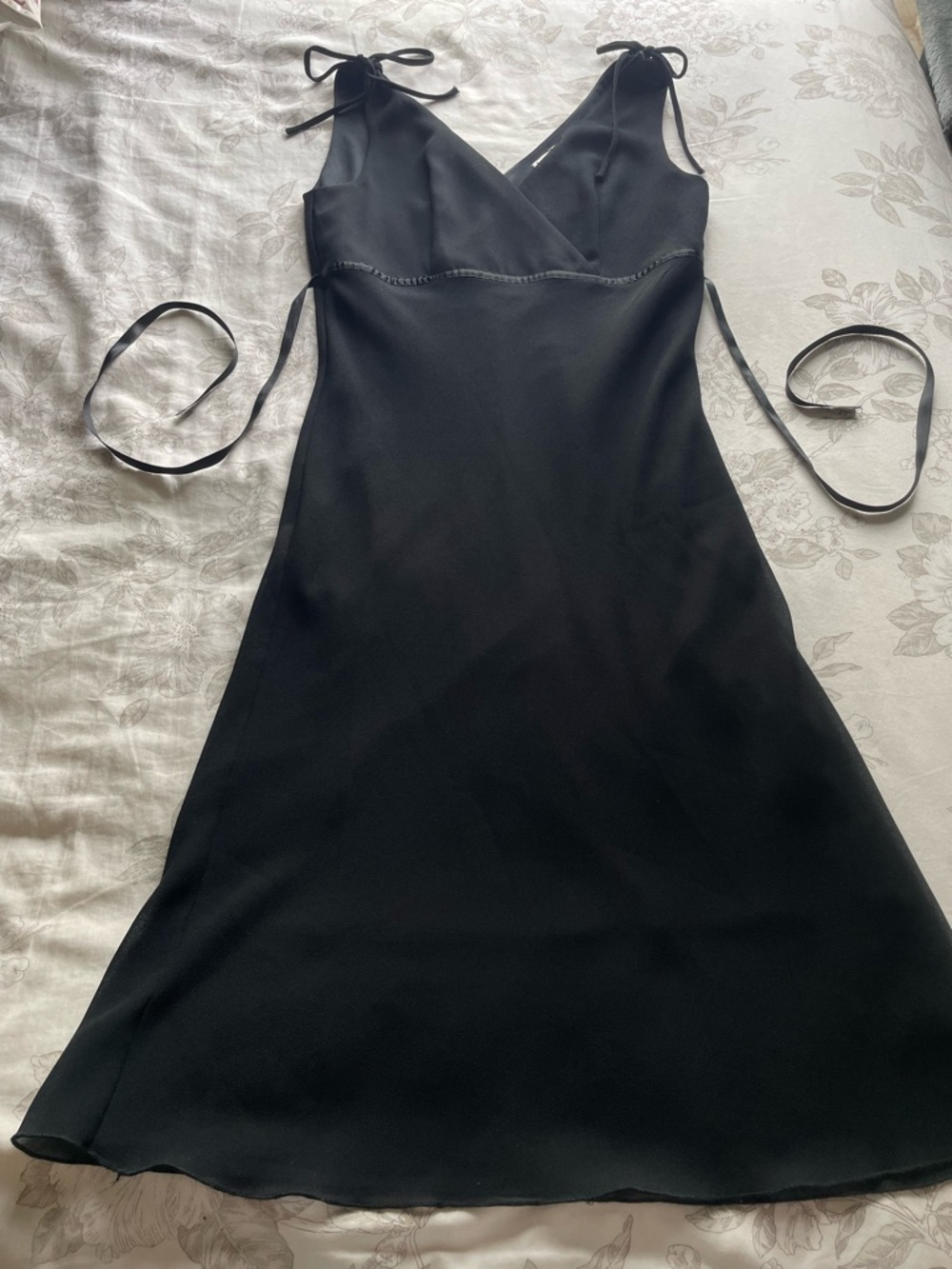 NWT Y2K Deadstock Black‎ Tie Back Babydoll Slip Dress Medium Whimsigoth Witchy